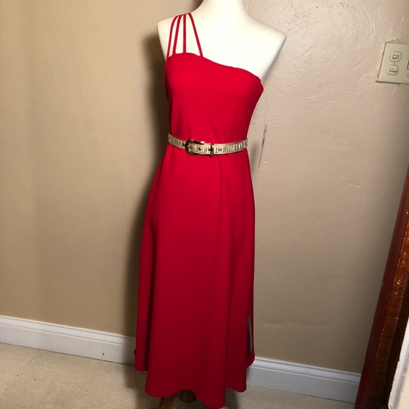 One-Shoulder Red Cocktail Dress - Picture 5 of 6